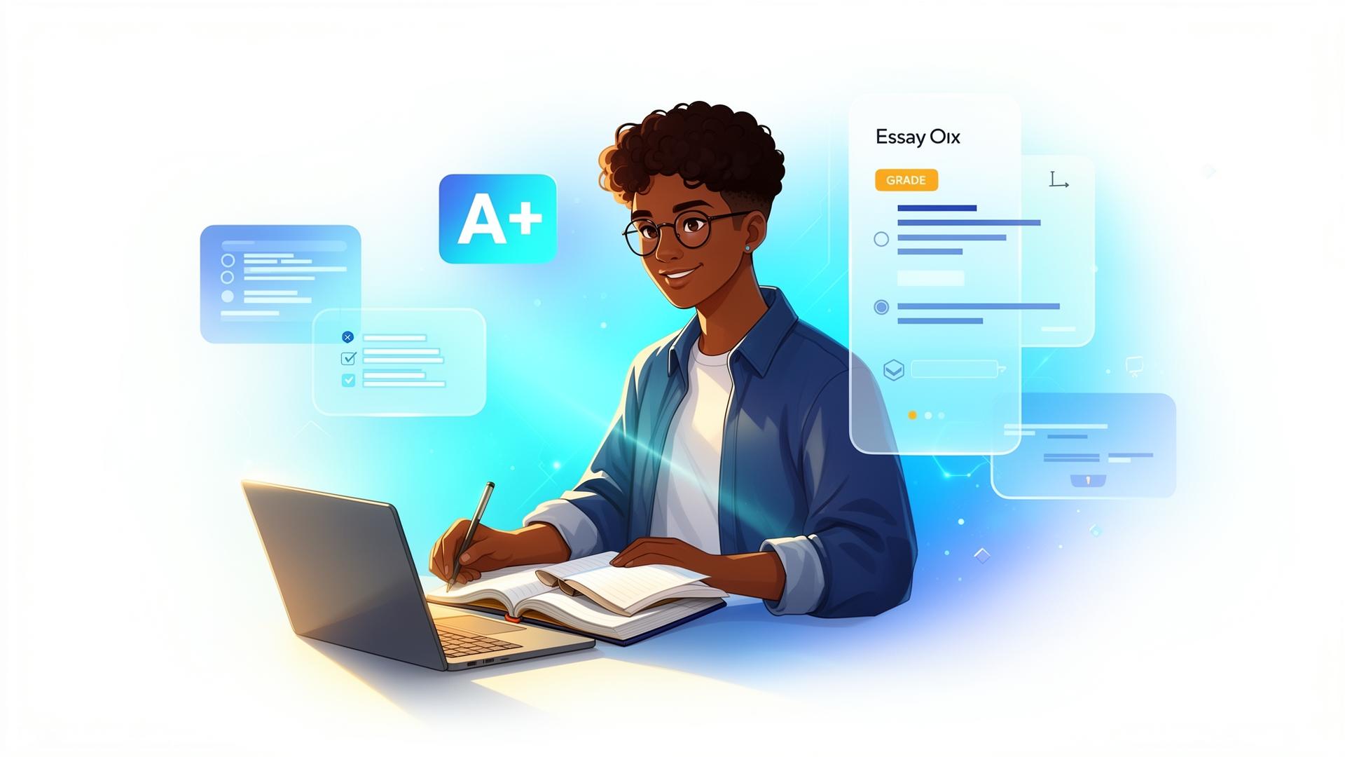US college student getting top grades with TutorsGallery academic help